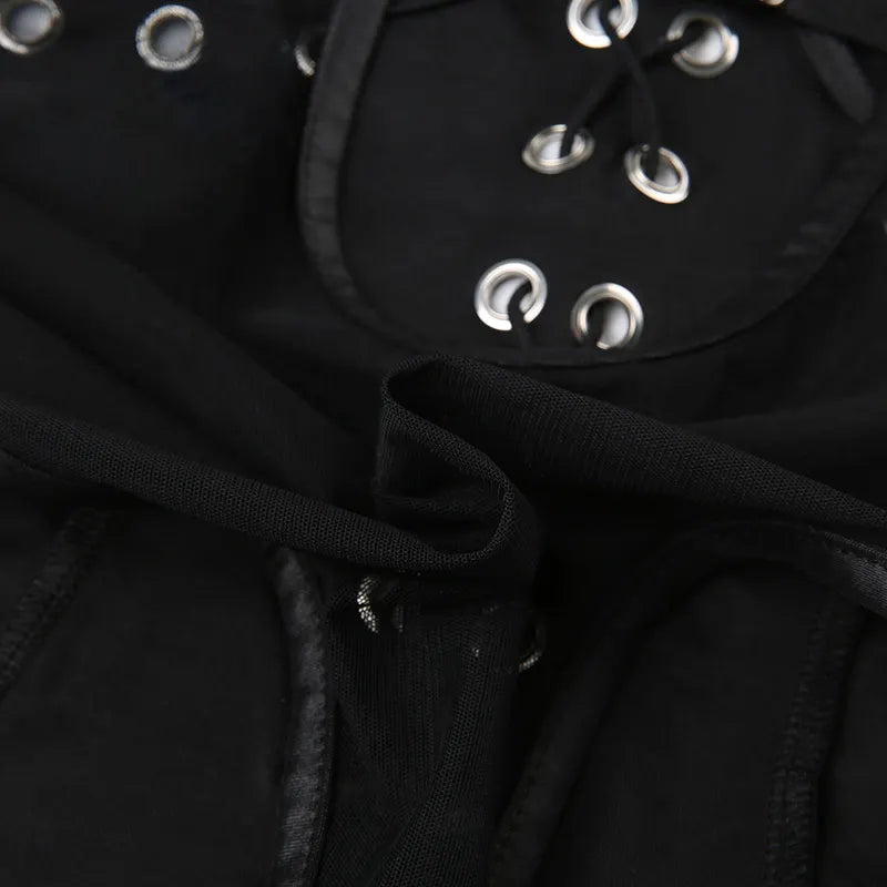 Gothic Chain Slim leather Backless Jumpsuit