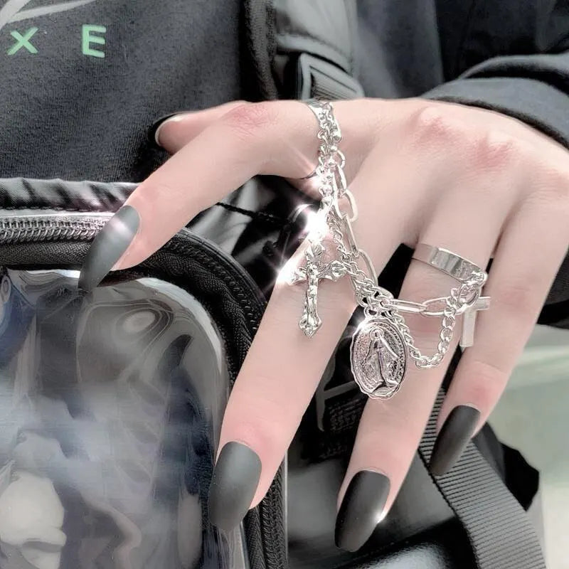 Gothic Cross Layered Ring