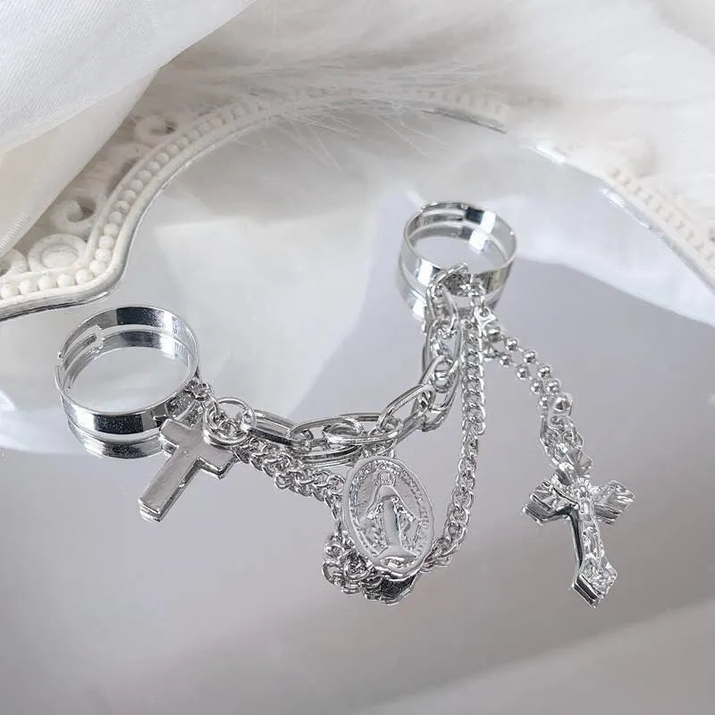 Gothic Cross Layered Ring