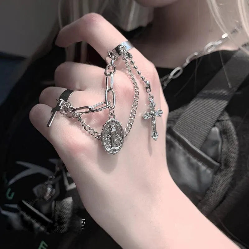Gothic Cross Layered Ring