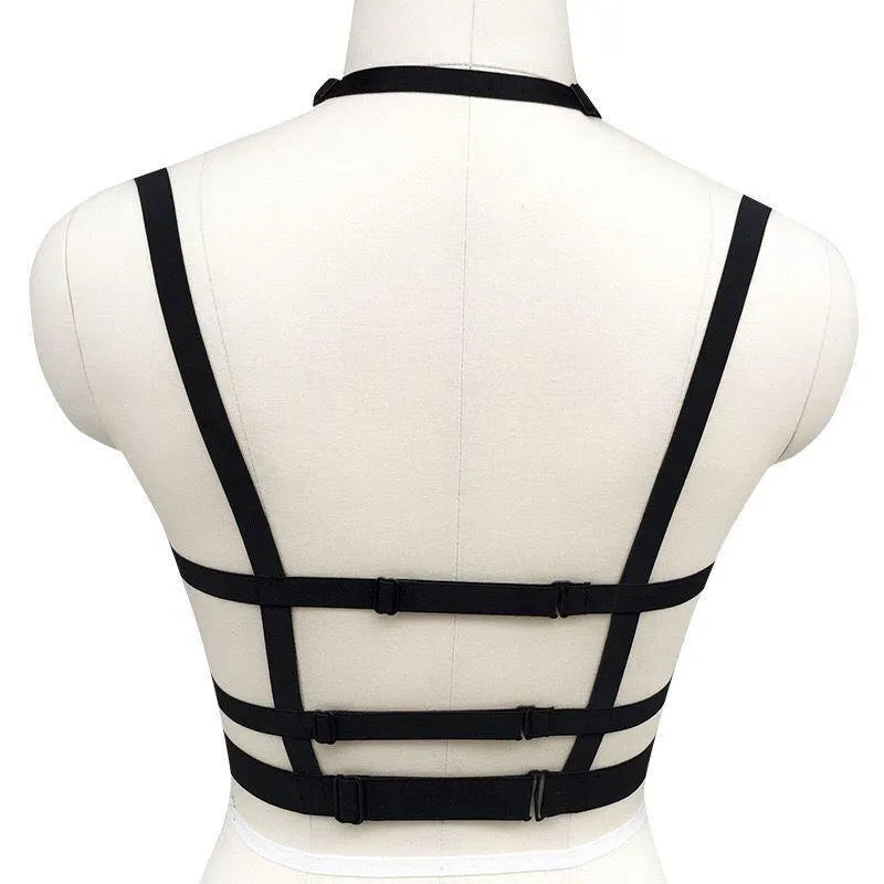 Hand Made Goth Pentagram Harness Including Bra
