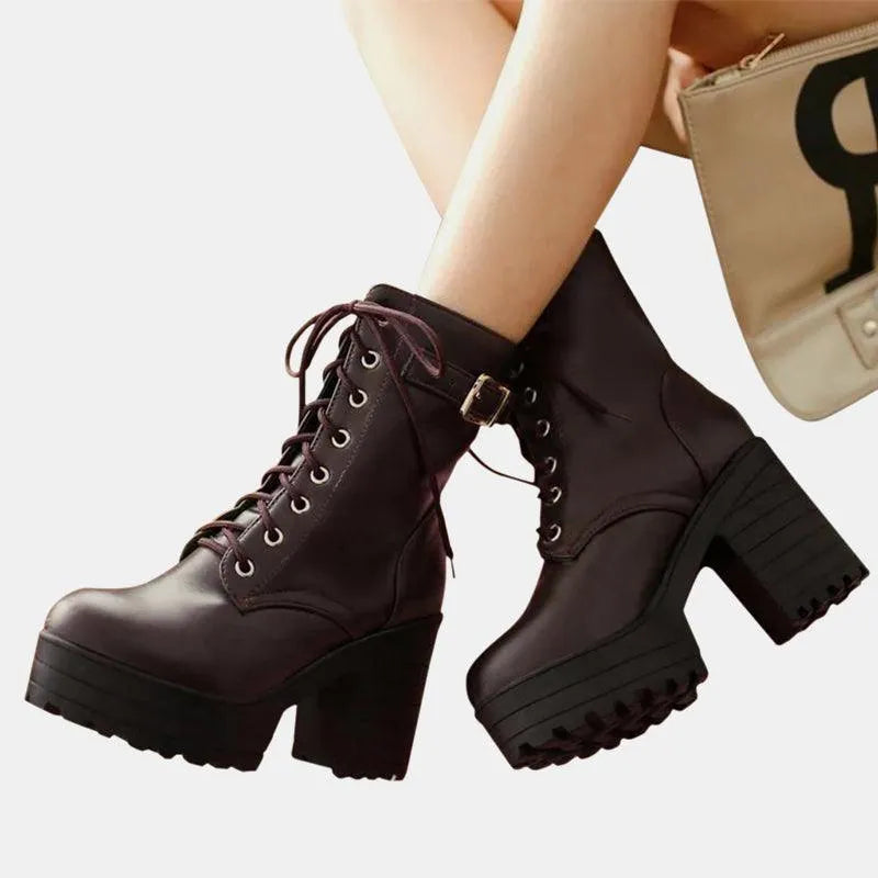 Lace-up High Heel Boots