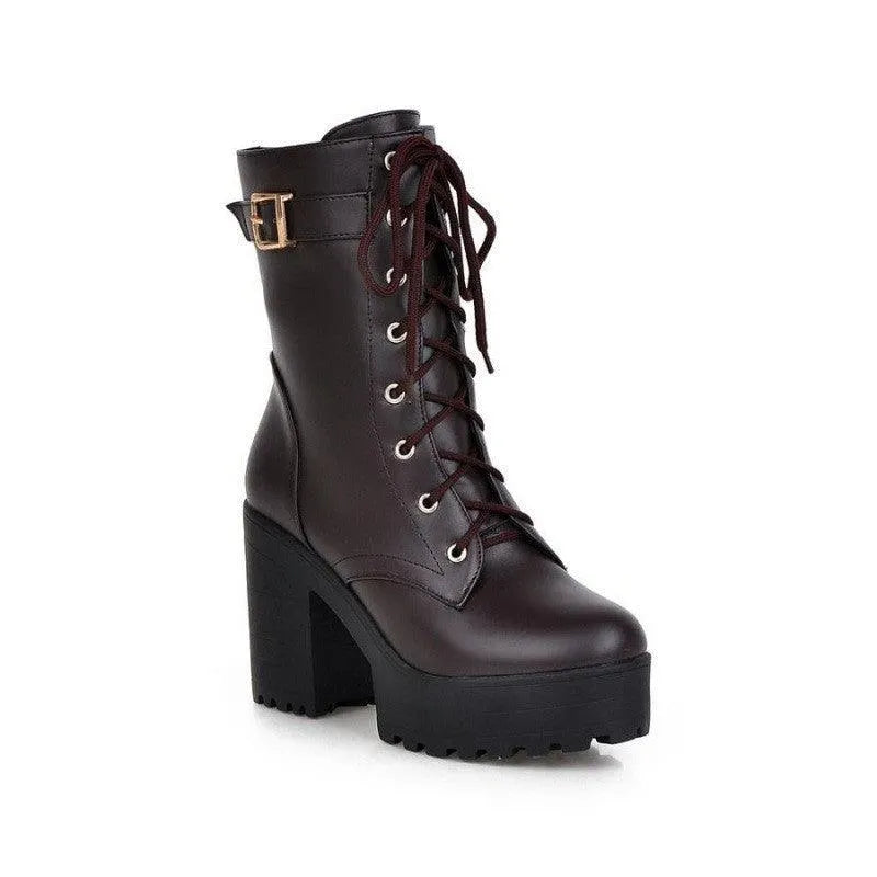 Lace-up High Heel Boots