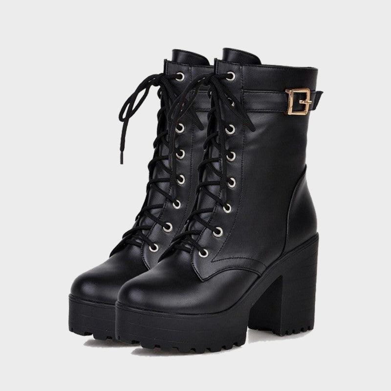 Lace-up High Heel Boots