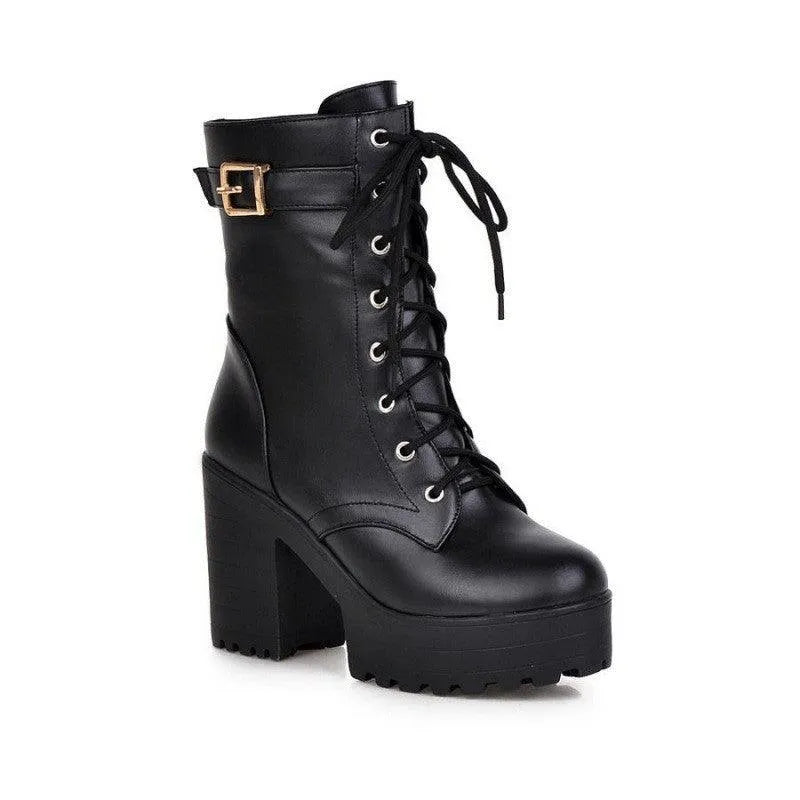 Lace-up High Heel Boots