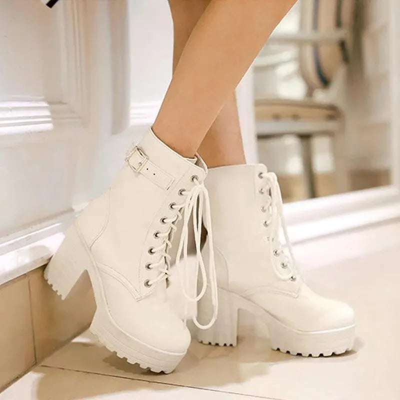 Lace-up High Heel Boots