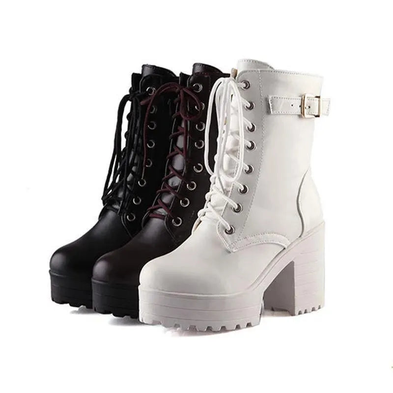 Lace-up High Heel Boots
