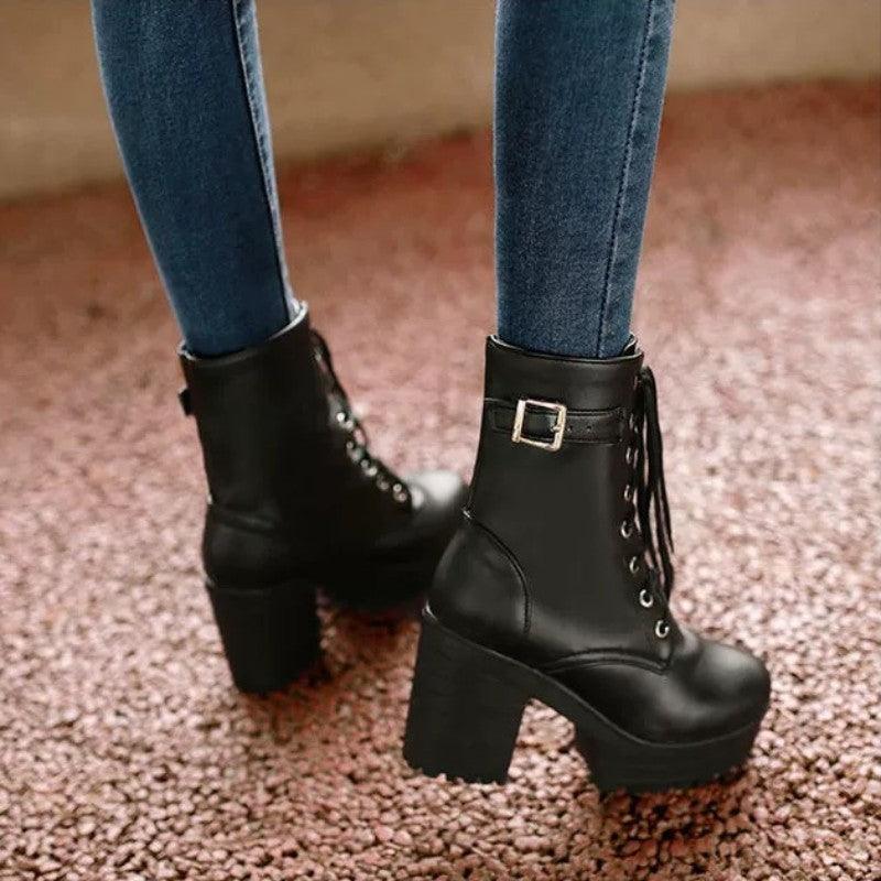 Lace-up High Heel Boots