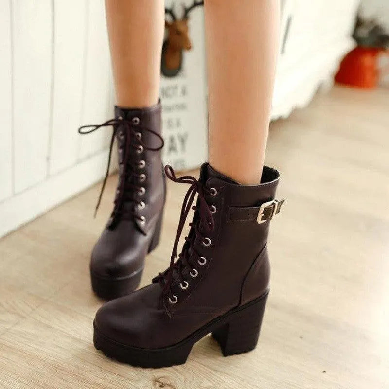 Lace-up High Heel Boots