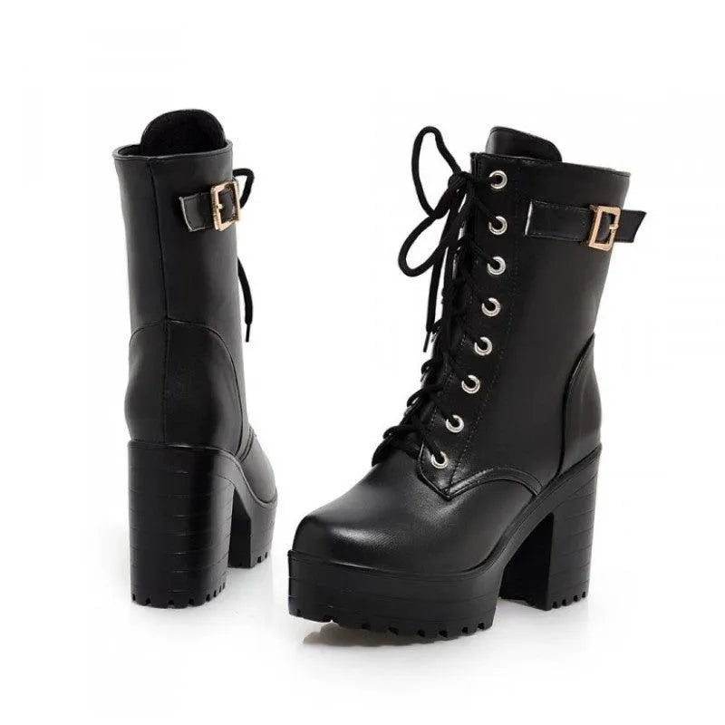 Lace-up High Heel Boots