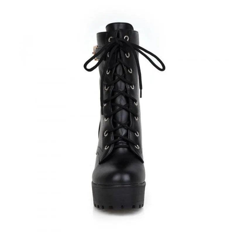 Lace-up High Heel Boots