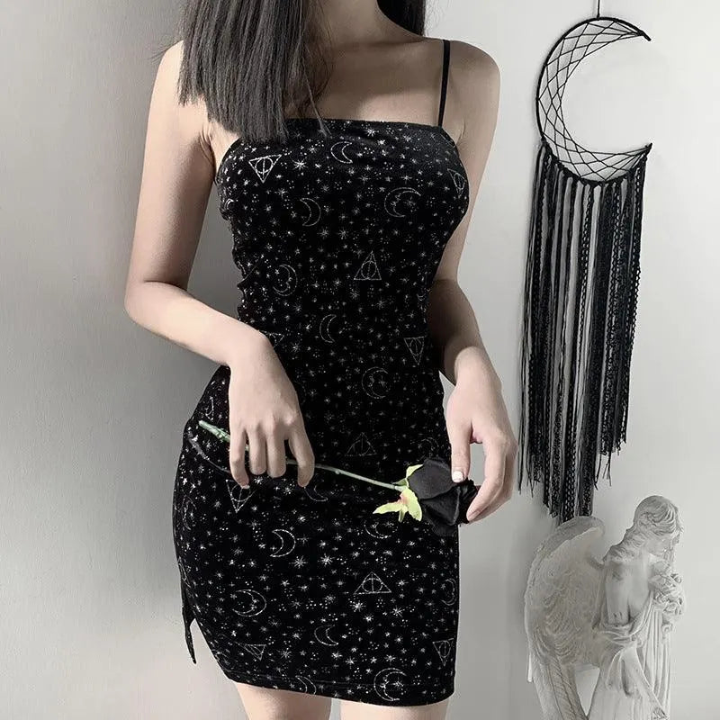 Starry Sky Moon Chic Sling Dress