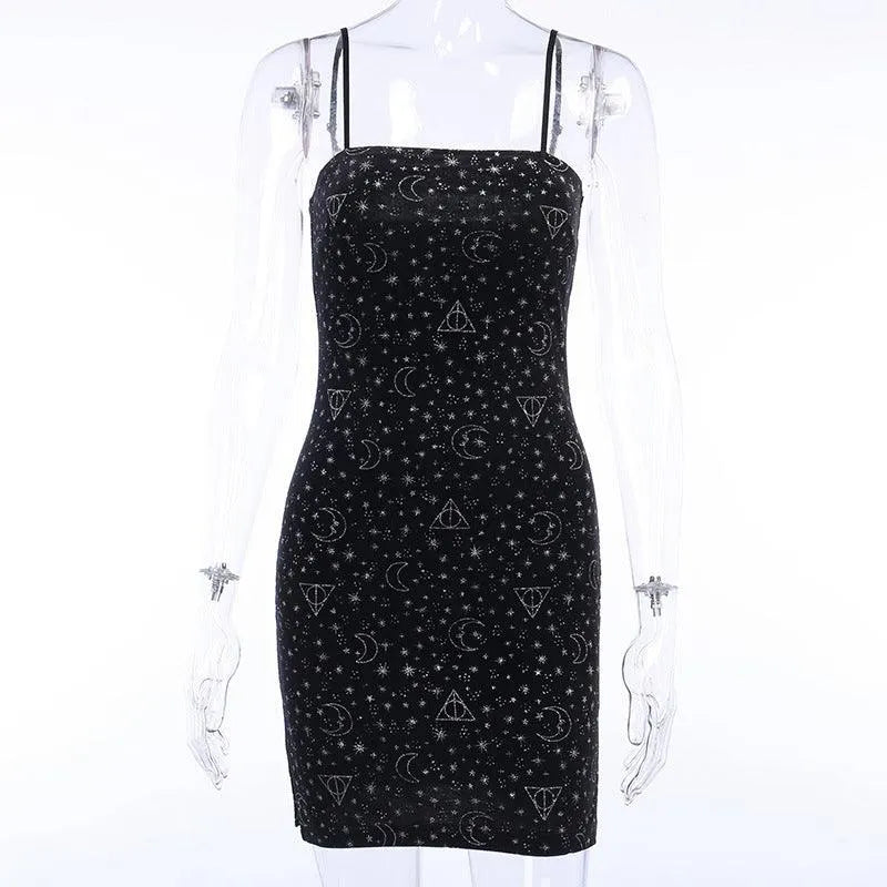 Starry Sky Moon Chic Sling Dress