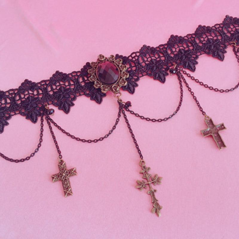 Cross Tassel Choker