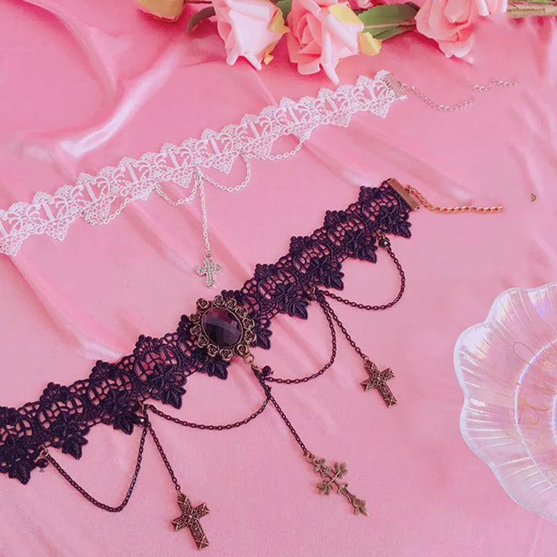 Cross Tassel Choker