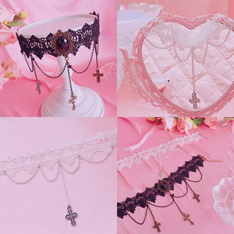 Cross Tassel Choker