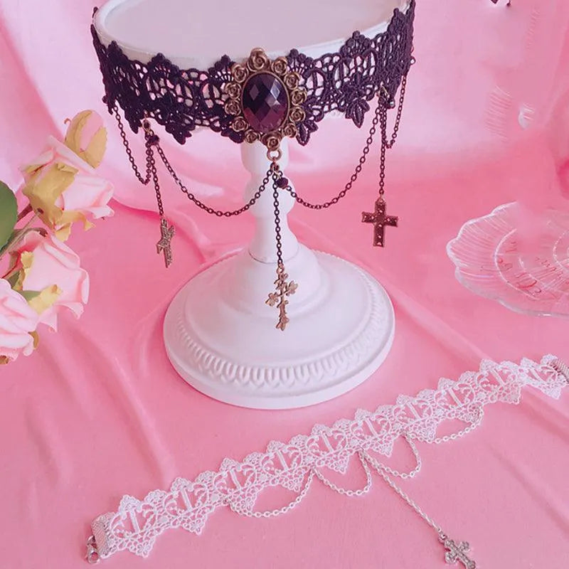 Cross Tassel Choker