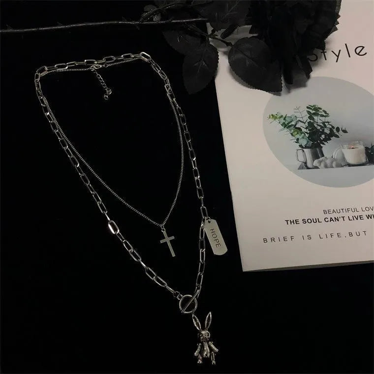 Cross Rabbit Necklace