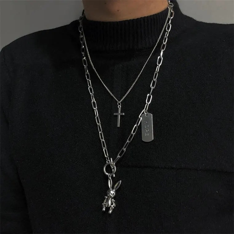 Cross Rabbit Necklace