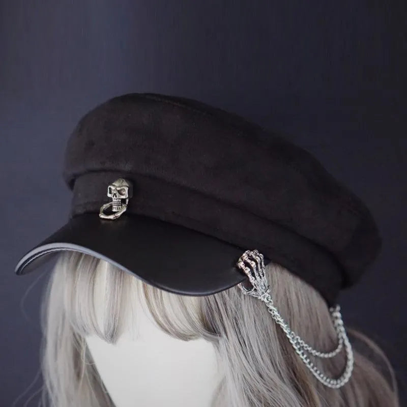 Skeleton Claw Chain Chamois Leather Hat