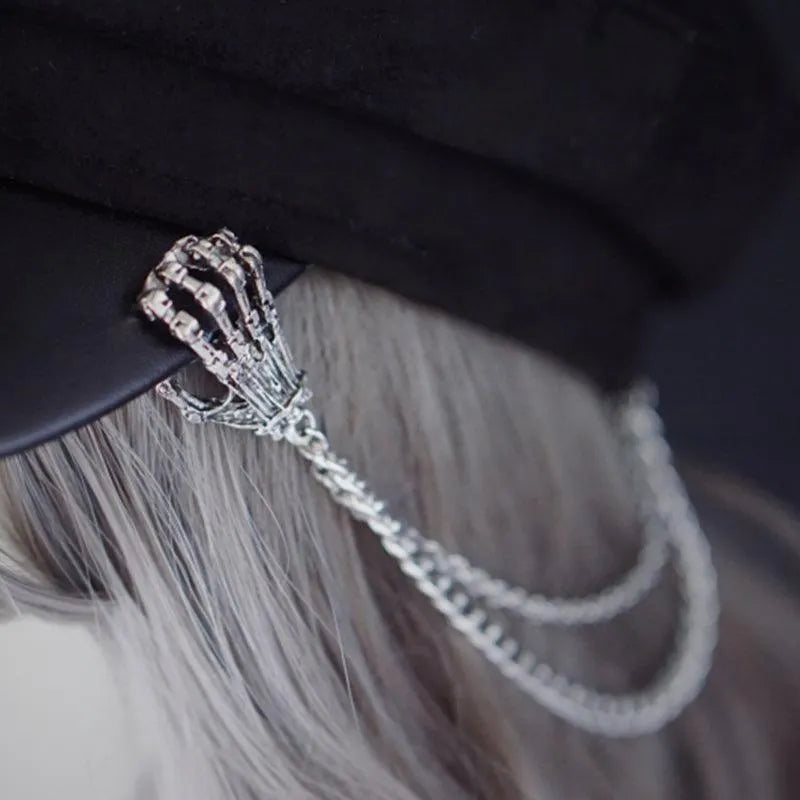 Skeleton Claw Chain Chamois Leather Hat