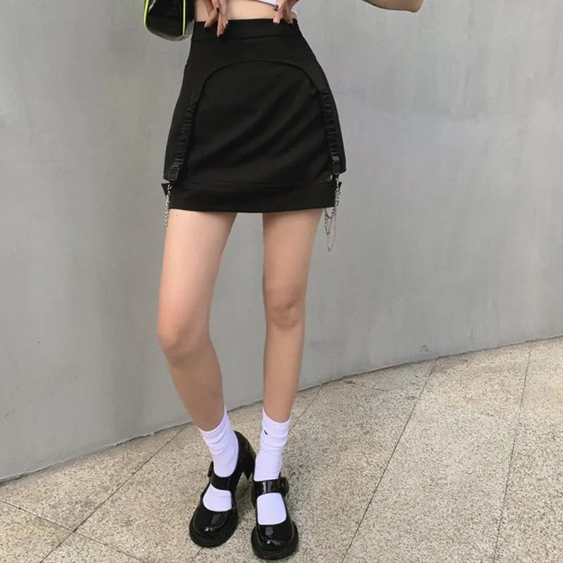 High Waist Chain Hollowed Out Tight Skirt