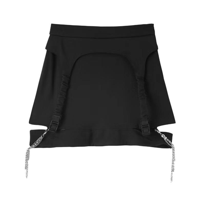 High Waist Chain Hollowed Out Tight Skirt