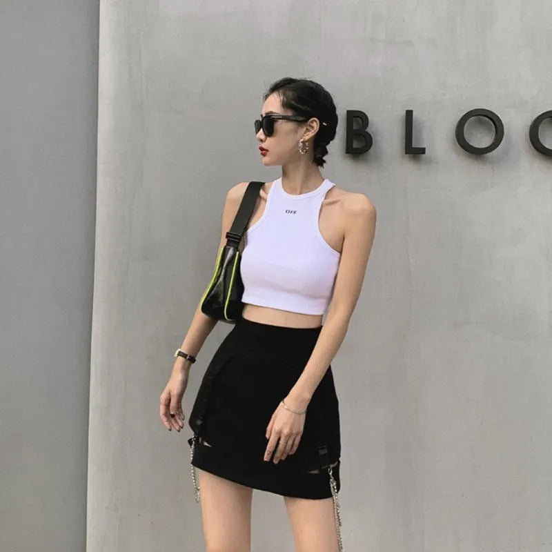 High Waist Chain Hollowed Out Tight Skirt