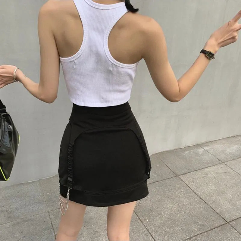 High Waist Chain Hollowed Out Tight Skirt