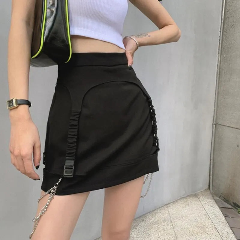 High Waist Chain Hollowed Out Tight Skirt