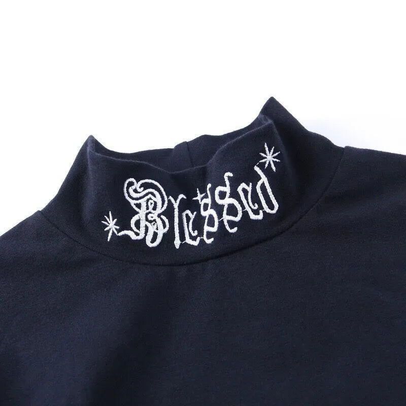 Embroidery Letter Printed Neck Top