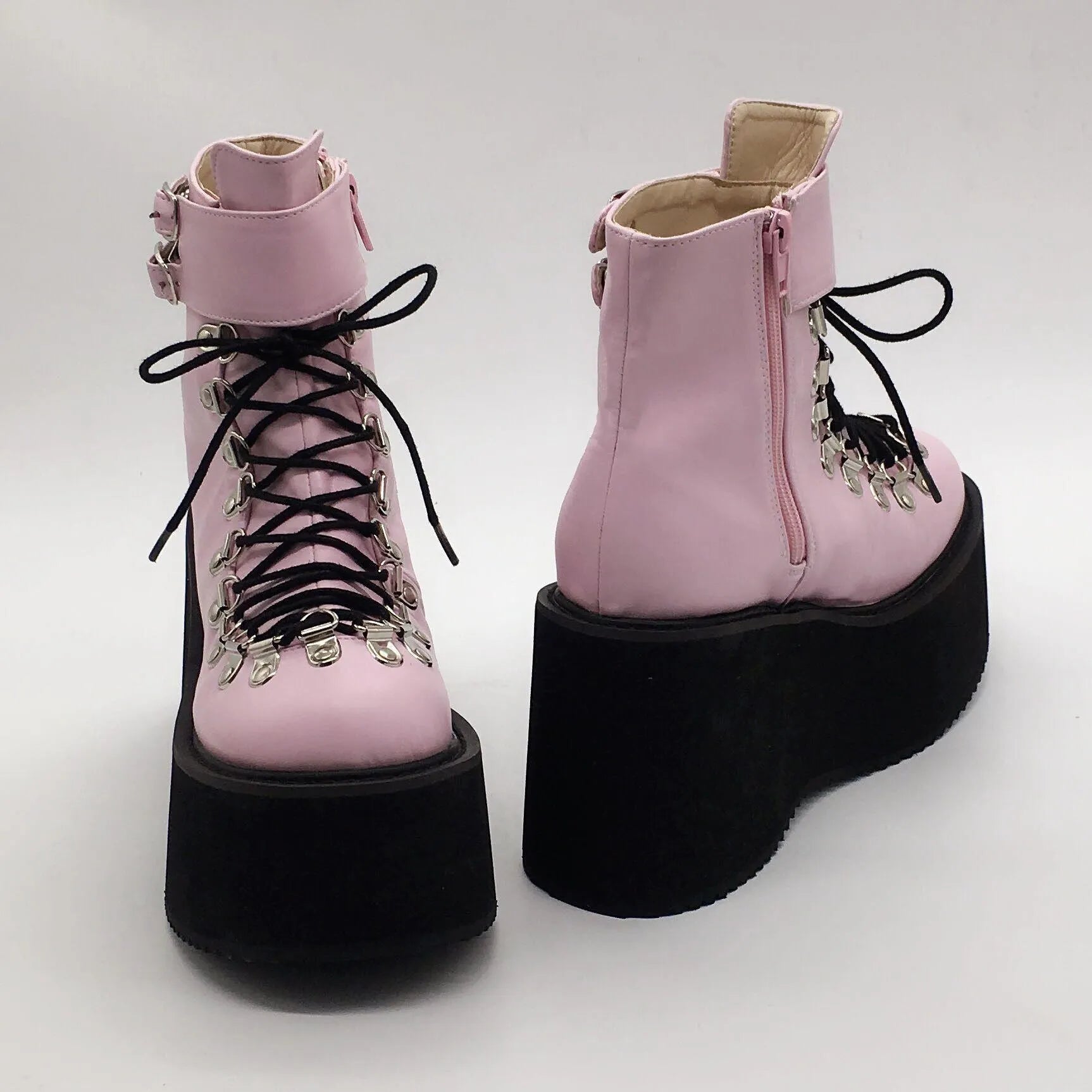 Lace Up Buckles Platform Ankle Boots