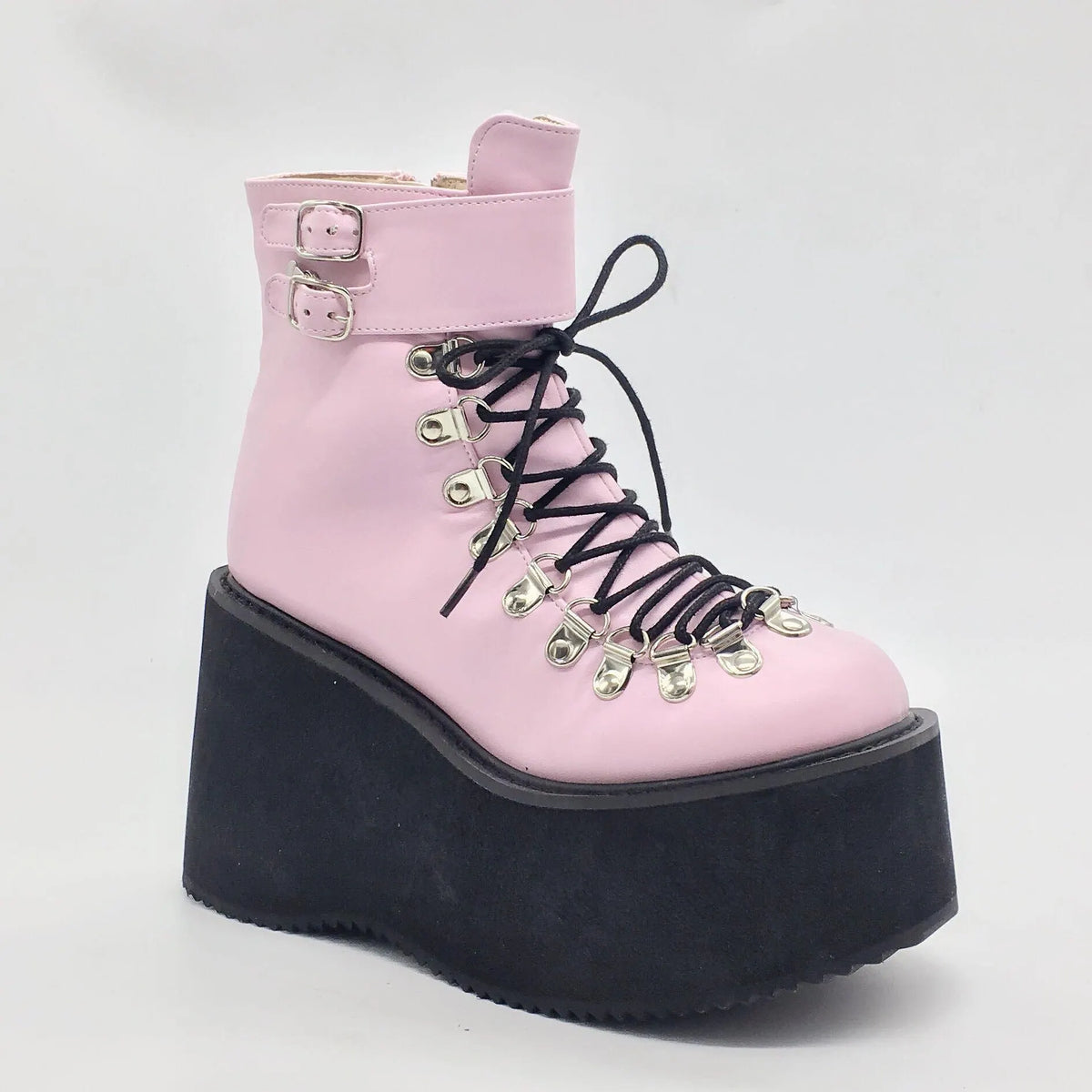 Lace Up Buckles Platform Ankle Boots