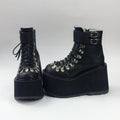 Lace Up Buckles Platform Ankle Boots