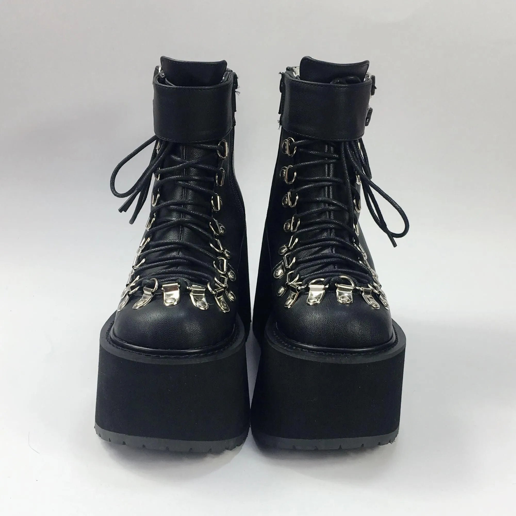 Lace Up Buckles Platform Ankle Boots