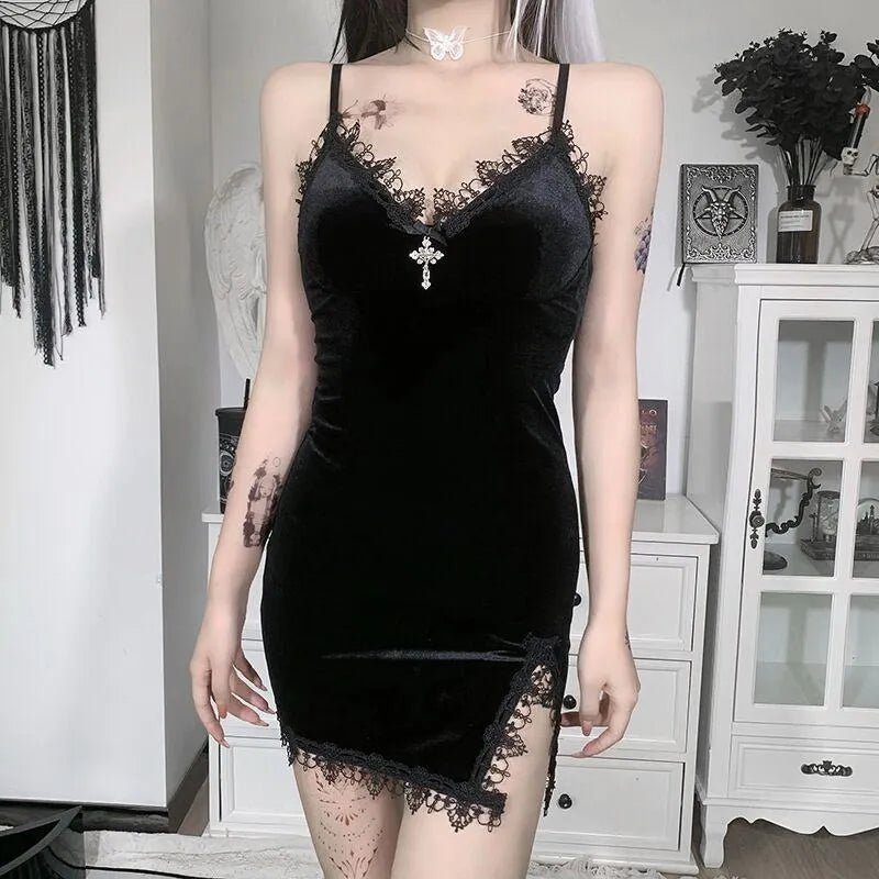 Vintage Lace Slit Dress