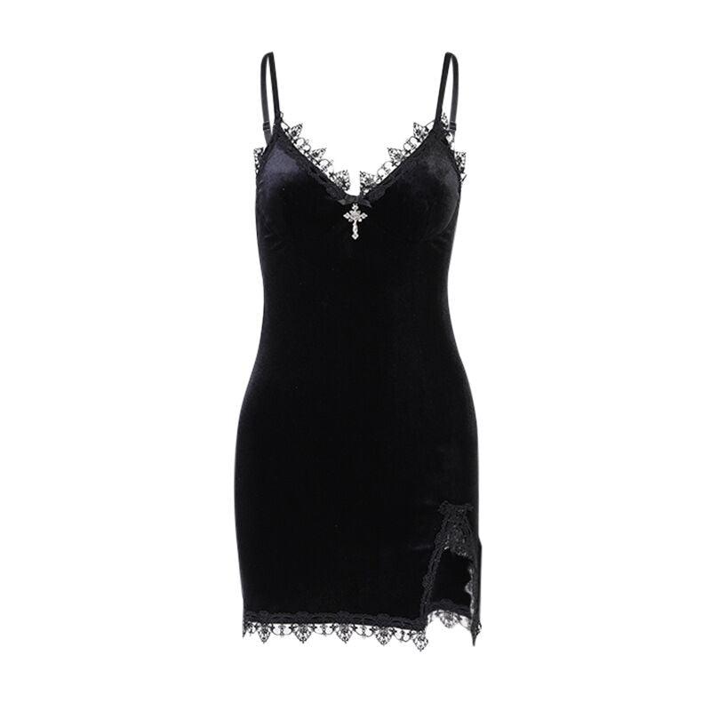 Vintage Lace Slit Dress