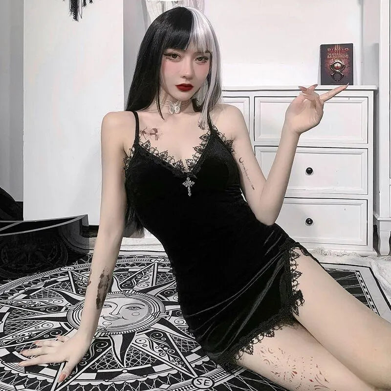 Vintage Lace Slit Dress