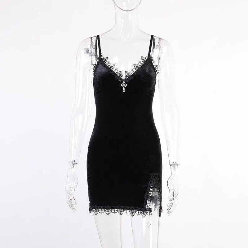 Vintage Lace Slit Dress