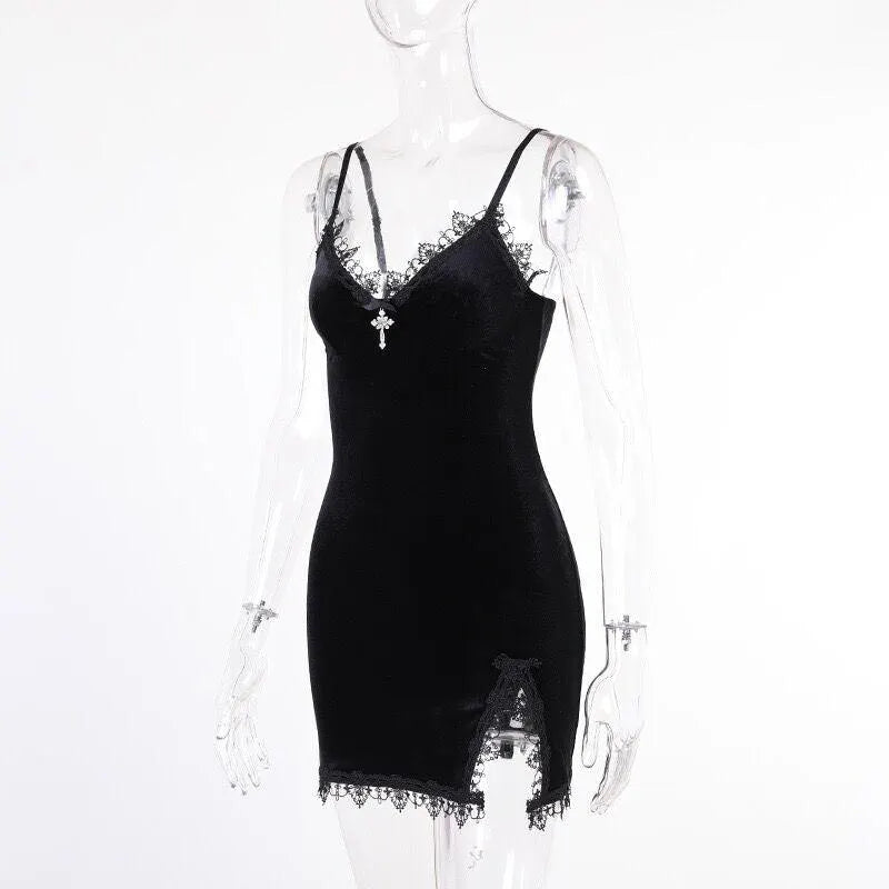 Vintage Lace Slit Dress