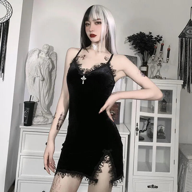 Vintage Lace Slit Dress