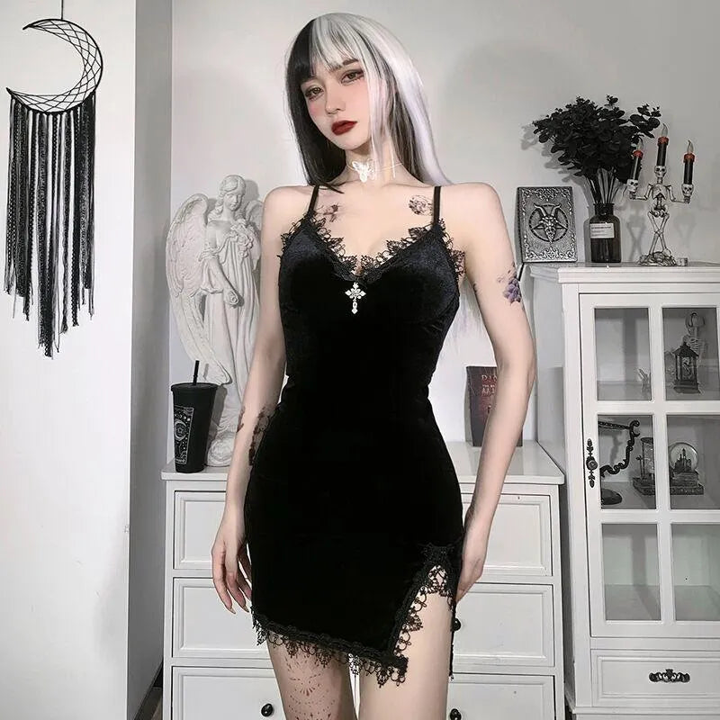 Vintage Lace Slit Dress