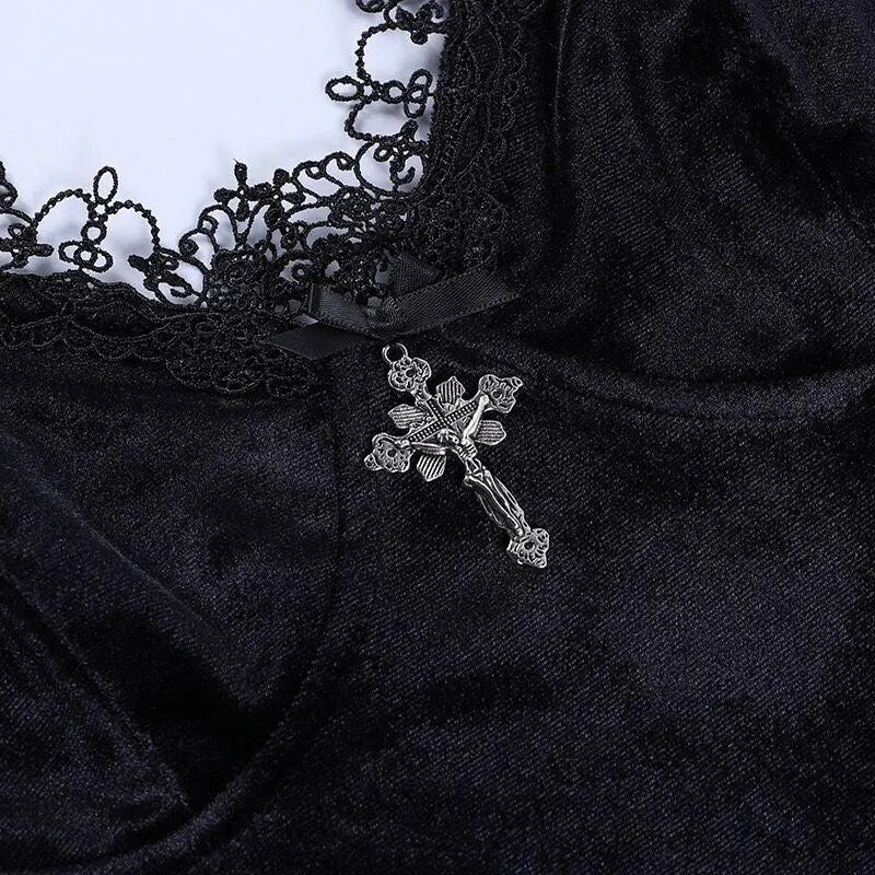 Vintage Lace Slit Dress