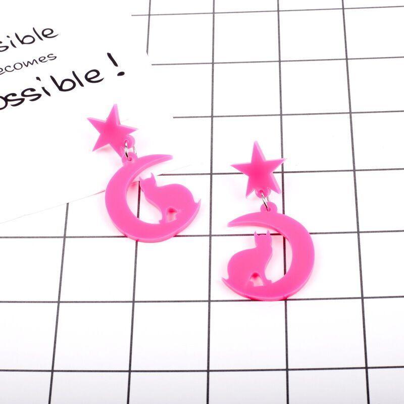 Luna Sailor Moon Star Cat Black Earrings