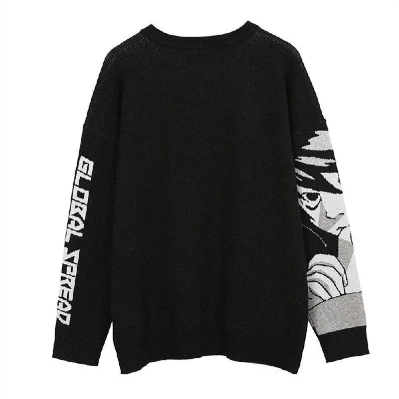 Comic Girl Print Pullover Sweater