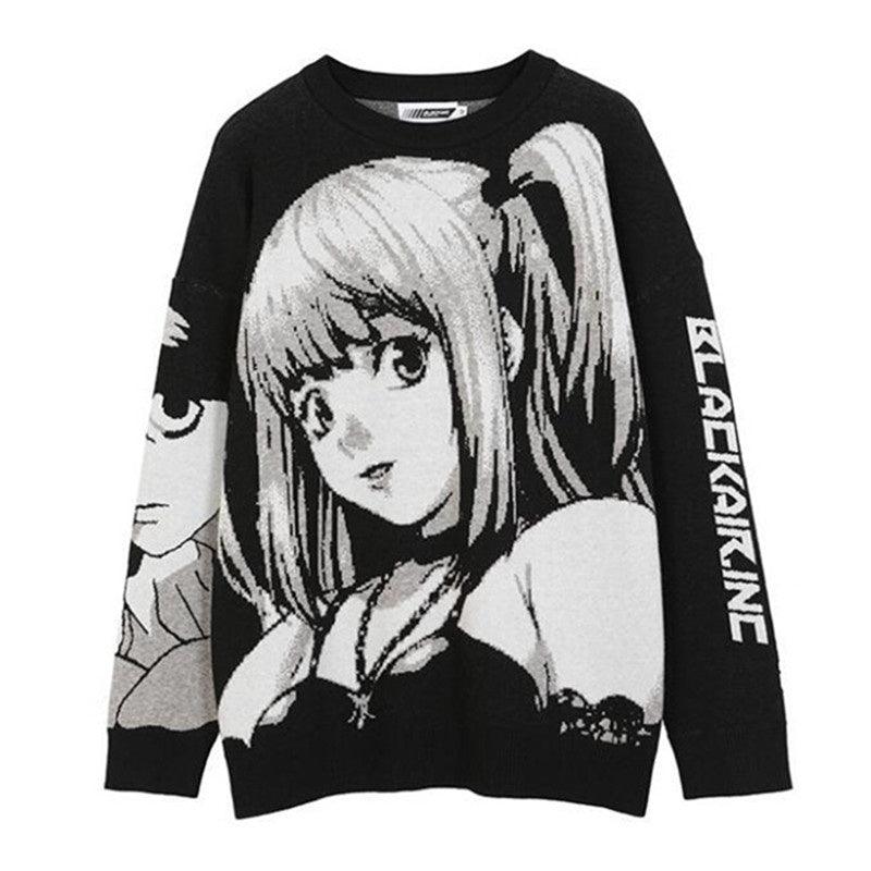 Comic Girl Print Pullover Sweater