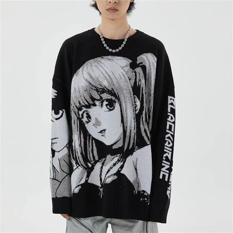 Comic Girl Print Pullover Sweater
