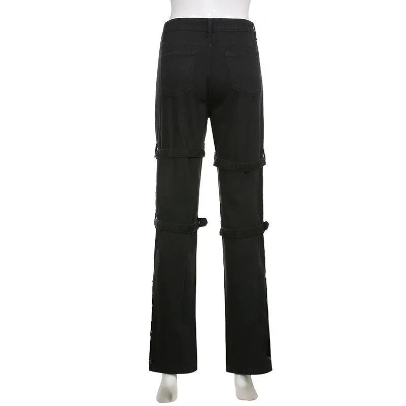 Horn Non Mainstream Rivet Gas Hole Pants