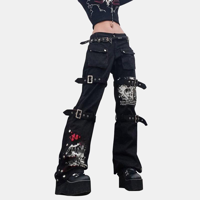 Horn Non Mainstream Rivet Gas Hole Pants