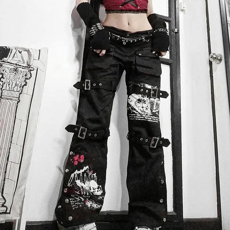 Horn Non Mainstream Rivet Gas Hole Pants